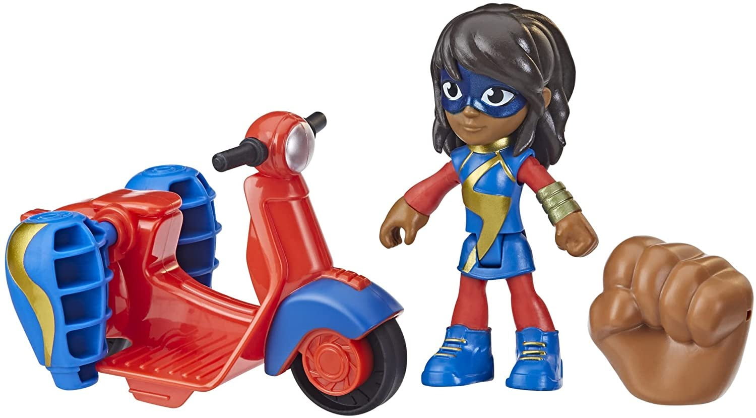 Hasbro Marvel Spidey and His Amazing Friends Ms. Marvel Action Figure and Embiggen Bike Vehicle, Preschool Toy for Kids Ages 3 and Up