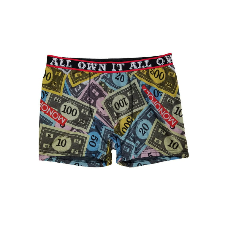 Hasbro Mens Own It All Monopoly Money Board Game Underwear Boxer Briefs 2XL