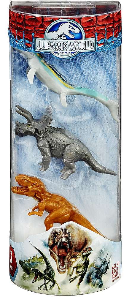 Hasbro Mini Dinos Mosasaurus, Triceratops & Tyrannosaurus Rex Figure, 3 Pack