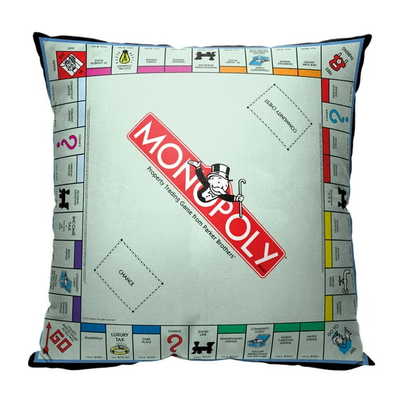 Hasbro Monopoly Monopoly Board Kids Printed Throw Pillow, 18 x 18 inches