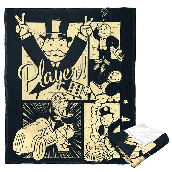 Hasbro Monopoly Player Kids Silk Touch Throw Blanket