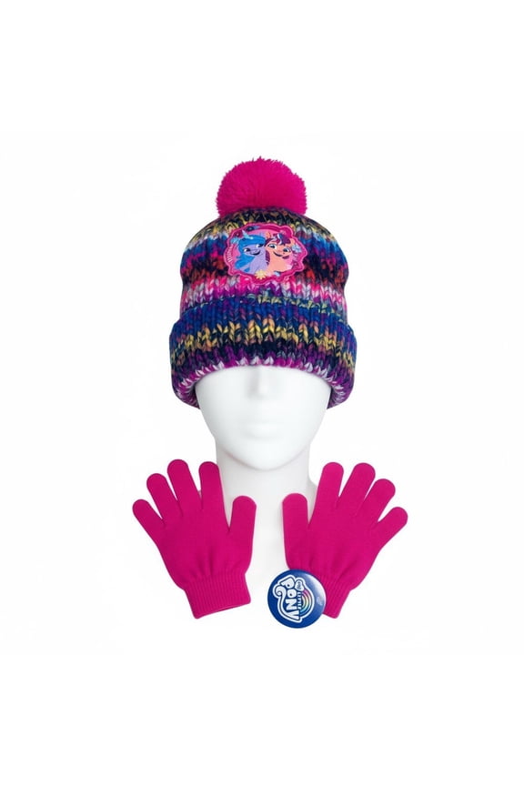My Little Pony Kids Beanie Hat & Gloves Set  Multicolor Fall /  Winter Knit Bundle