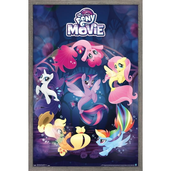 Hasbro My Little Pony Movie - Underwater Wall Poster, 14.725" x 22.375", Framed