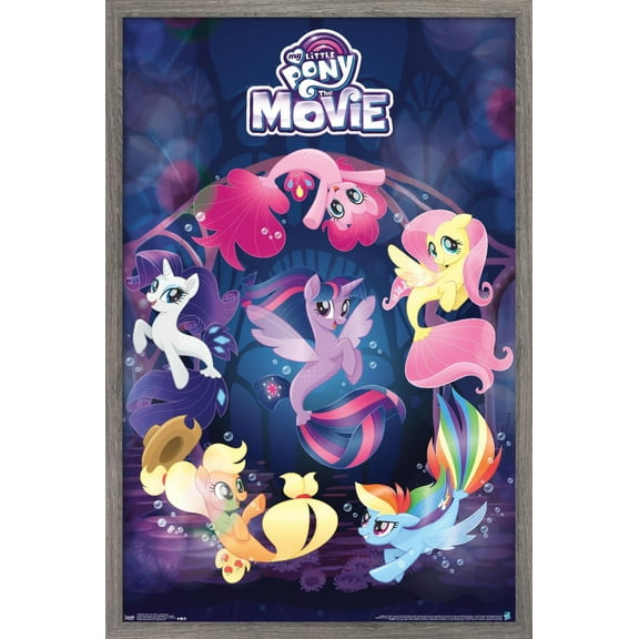 Hasbro My Little Pony Movie - Underwater Wall Poster, 14.725" x 22.375", Framed