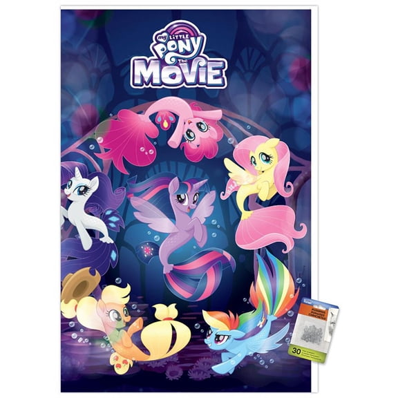 Hasbro My Little Pony Movie - Underwater Wall Poster with Push Pins, 22.375" x 34"