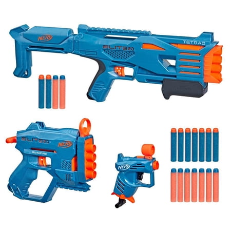 Hasbro NERF Elite 2.0 Stockpile Pack with 3 Nerf Dart Blasters & 10 Official Nerf Elite Foam Darts