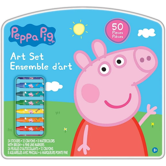 Leap Year Peppa Art Case for Kids, Travel Art Set, Gift for Kids Ages 3+, Includes Markers, Crayons, Stickers, and Watercolors
