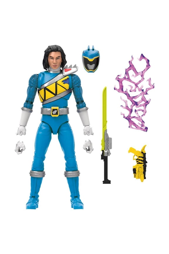 Hasbro Power Rangers Collectible Kids Blue Ranger Action Figures, Plastic Multicolor, 5" x 10"