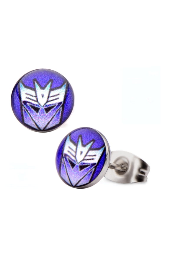 Hasbro Stainless Steel Post Enamel Decepticon Stud Earrings