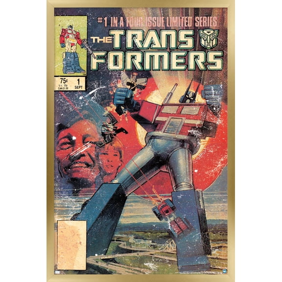 Hasbro Transformers - 1984 Comic Cover #1 Wall Poster, 14.725" x 22.375" Framed