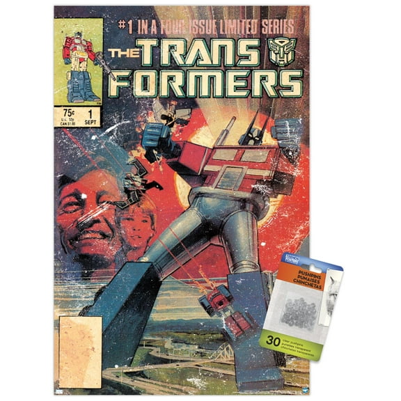 Hasbro Transformers - 1984 Comic Cover #1 Wall Poster with Push Pins, 14.725" x 22.375"