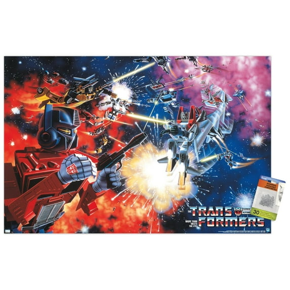 Hasbro Transformers - 1984 Key Art Wall Poster with Pushpins, 22.375" x 34"