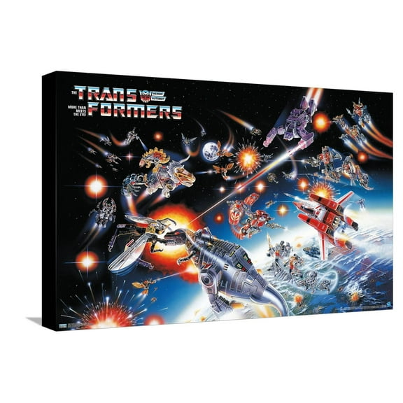 Hasbro Transformers - 1985 Key Art Canvas Wall Poster, 14.725" x 22.375"