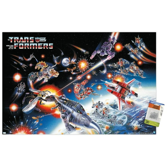 Hasbro Transformers - 1985 Key Art Wall Poster with Pushpins, 22.375" x 34"
