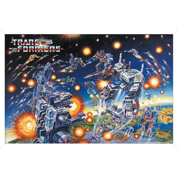 Hasbro Transformers - 1986 Key Art B Wall Poster, 22.375" x 34" Framed