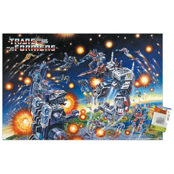 Hasbro Transformers - 1986 Key Art B Wall Poster with Pushpins, 22.375" x 34"