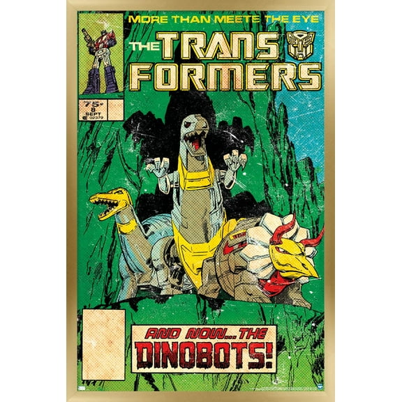 Hasbro Transformers - Dinobots Comic Cover Wall Poster, 22.375" x 34" Framed