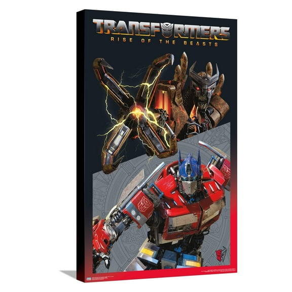 Hasbro Transformers: Rise of the Beasts - Optimus Prime vs. Scourge Canvas Wall Poster, 14.725" x 22.375"