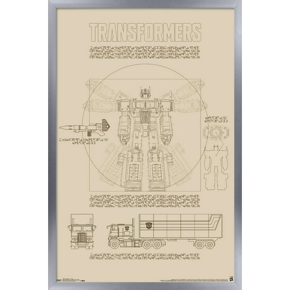 Hasbro Transformers - Sketch Wall Poster, 14.725" x 22.375", Framed