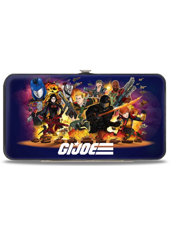 Hasbro Wallet, Hinged, GI Joe Universe Agents Explosion Group Pose and Logo Blue, Vegan Leather