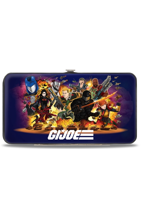 Hasbro Wallet, Hinged, GI Joe Universe Agents Explosion Group Pose and Logo Blue, Vegan Leather