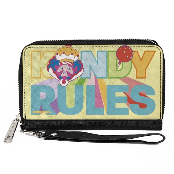 Hasbro Wallet, Zip Around, Candy Land Kandy Rules King Kandy Face Yellow Multi Color, Vegan Leather