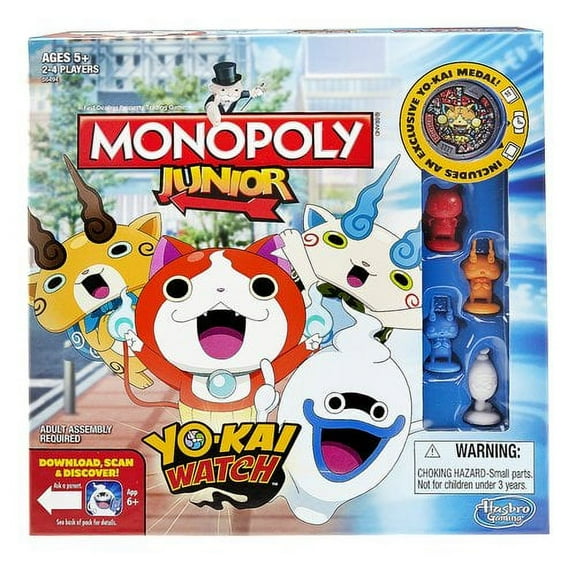 Hasbro Yo-Kai Watch Monopoly Junior Board Game with 16 Game Medals