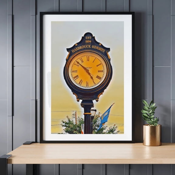 Hasbrouck Heights, New Jersey Clock Abstract Framed Art