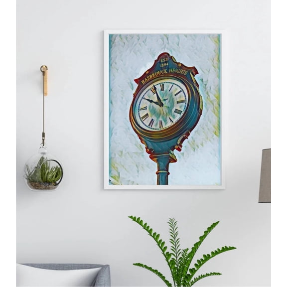 Hasbrouck Heights New Jersey Clock Artwork Framed