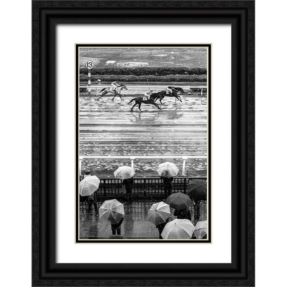 Hasegawa, Takashi 11x14 Black Ornate Wood Framed with Double Matting Museum Art Print Titled - Urawa Horse Racing (2018)