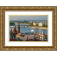 thumbnail image 1 of Haseltine, Tom 18x13 Gold Ornate Wood Framed with Double Matting Museum Art Print Titled - View from Castle Hill of the Margaret Bridge crossing the Danube River-Buda side-Central Budapest-C, 1 of 4
