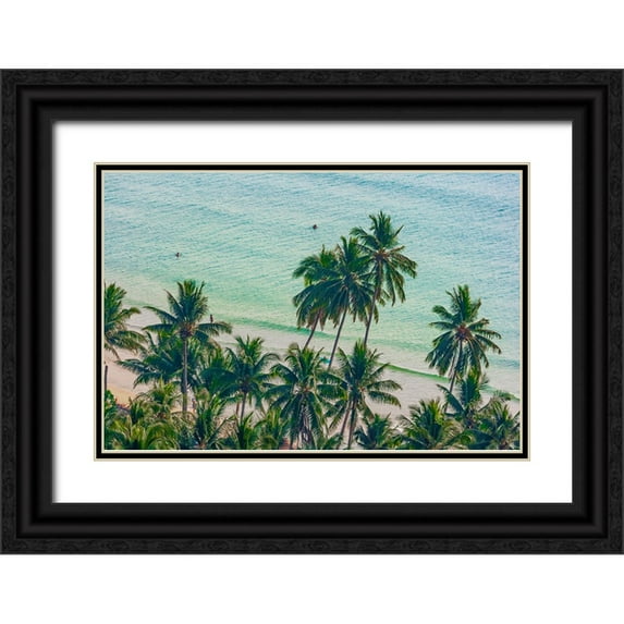 Haseltine, Tom 32x23 Black Ornate Wood Framed with Double Matting Museum Art Print Titled - Asia-Thailand-Palm trees on Koh Chang-South of Bangkok-in Gulf of Thailand