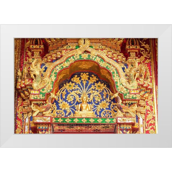 Haseltine, Tom 32x23 White Modern Wood Framed Museum Art Print Titled - Thailand Temple detail