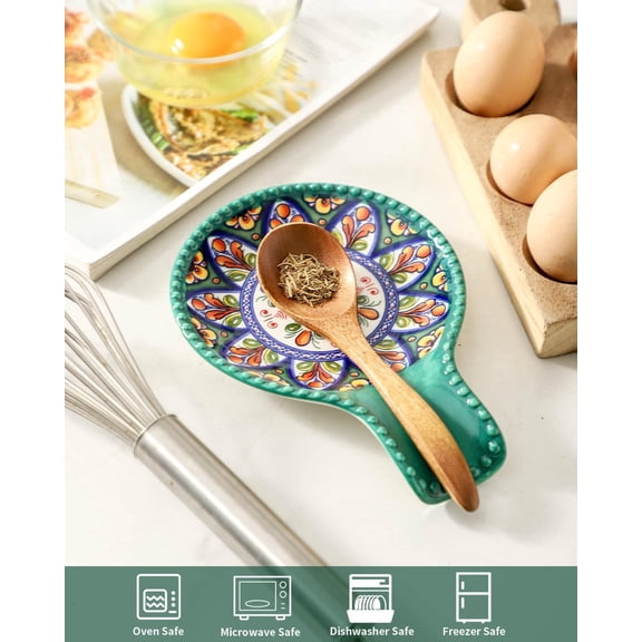 Hasense 7.7 Inch Ceramic Spoon Rest Green