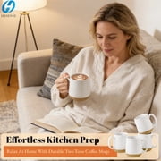 Hasense Ceramic Coffee Mugs Set - 15 OZ Porcelain Coffee Latte Cups Set of 4 with Handle Perfect for Cappuccino, Tea, Mocha, Hot or Cold Drinks, Unique Glaze Design for Gift, White