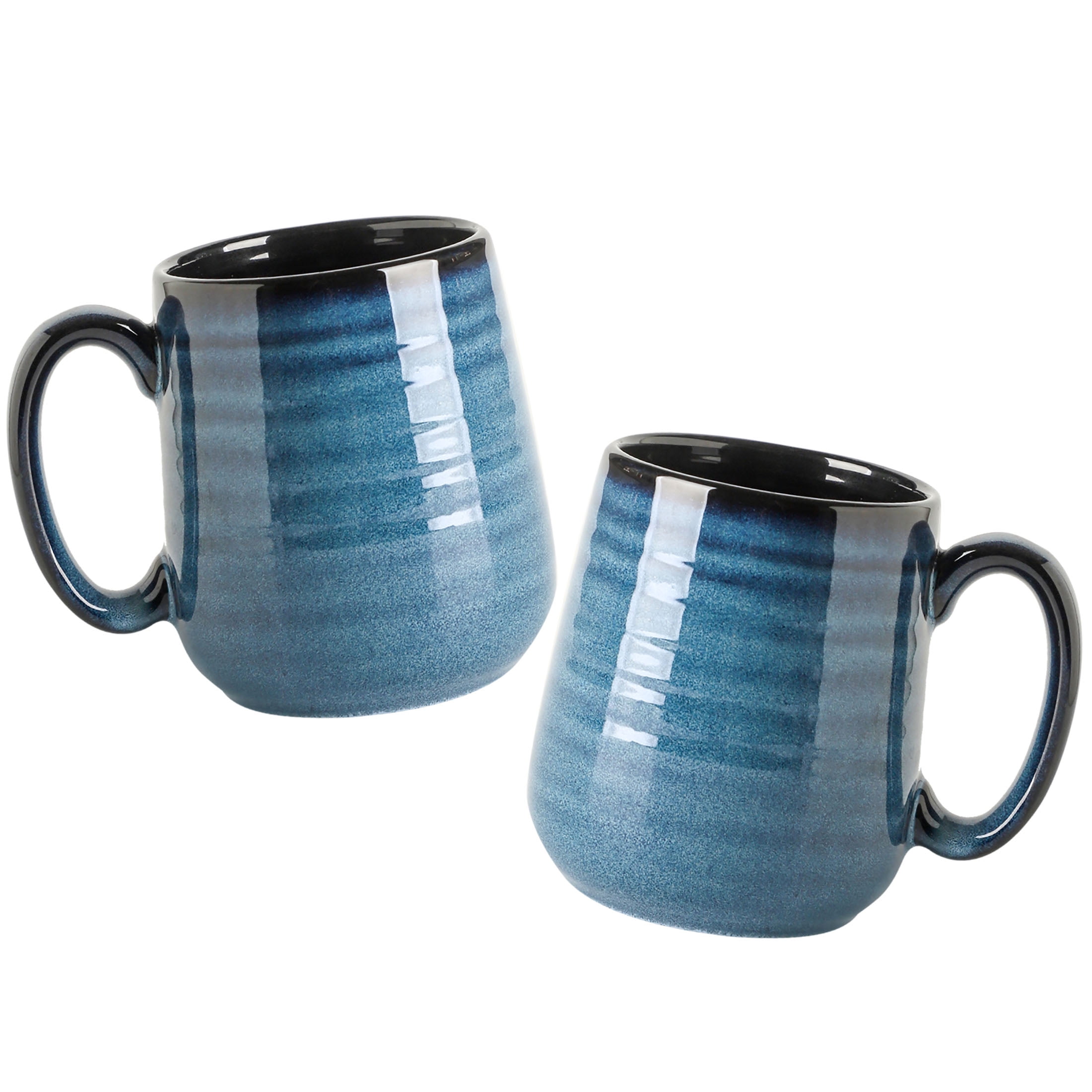 Hasense Coffee Mugs Set of 2, 15 oz Ceramic Coffee Cups with Large Handle, Porcelain Mug Set for Coffee Tea Milk Latte Cappuccino, Cute Mugs for Housewarming Wedding Birthday Gift, Blue