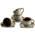 thumbnail image 1 of Hasense Espresso Cups with Saucers, 4 oz Small Ceramic Espresso Coffee Mugs Set of 4, Cute Cappuccino Cup Set, Demitasse Cups Perfect for Espresso Shots, Cappuccino, Tea-Grey Brown, 1 of 7