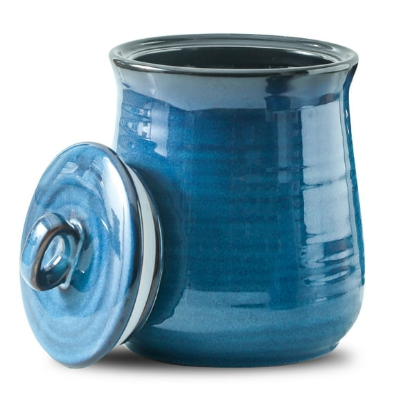Hasense Kitchen Canister, 88 OZ Ceramic Coffee Container Cookie Jar with Airtight Lid for Countertop, Large Food Storage Jar for Serving Sugar,Flour,Spice,Salt,Candy,Treat,Snack,Dog Cat food (Blue)