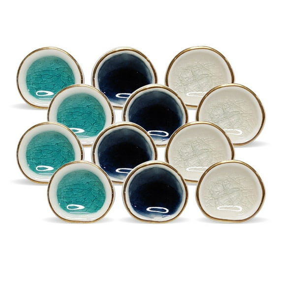 Hashcart Ceramic Cabinet Knobs - 10 Pack of Unique Round Dresser Knobs, Knobs for Cabinets and Drawers, Perfect Drawer Knobs for Home & Office, 3 Colored Kitchen Cabinet Knobs