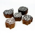 thumbnail image 1 of Hashcart Wooden Stamps Floral Design Textile Printing Block Hand Carved  Wood Block Printing Stamps For Fabric  Pottery Clay Tattoo  | Set of 5 |, 1 of 6