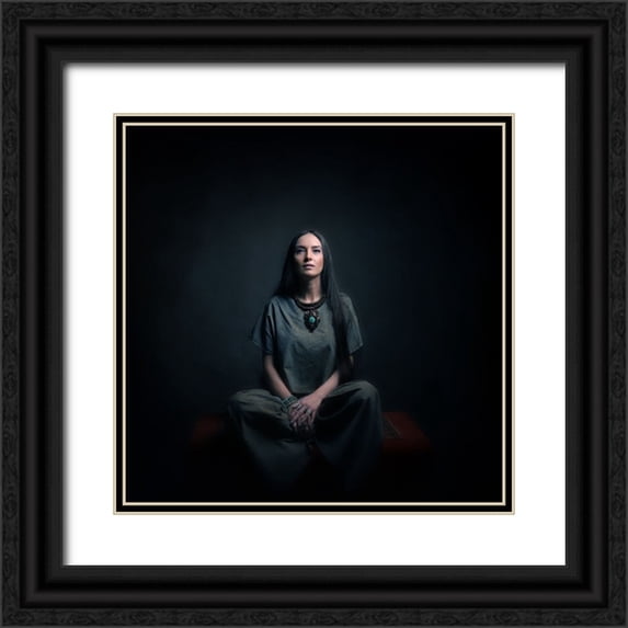Hasheminasab, Moein 12x12 Black Ornate Wood Framed with Double Matting Museum Art Print Titled - Persian Girl