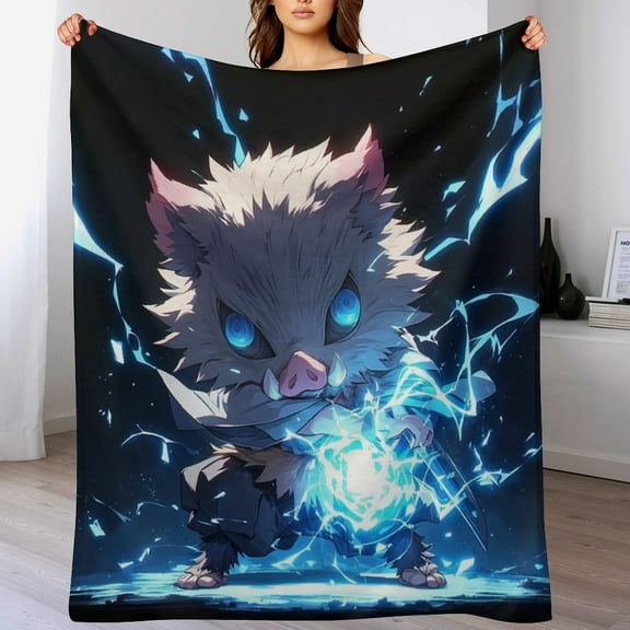 Hashibira Inosuke Blanket Cute Soft Lightweight Fuzzy Plush Throw Blankets Cozy Flannel Blankets for Sofa Couch Travel Home Bedroom Decor Gifts 30"x40"