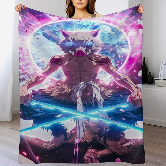 Hashibira Inosuke Blanket Cute Soft Lightweight Fuzzy Plush Throw Blankets Cozy Flannel Blankets for Sofa Couch Travel Home Bedroom Decor Gifts 30"x40"