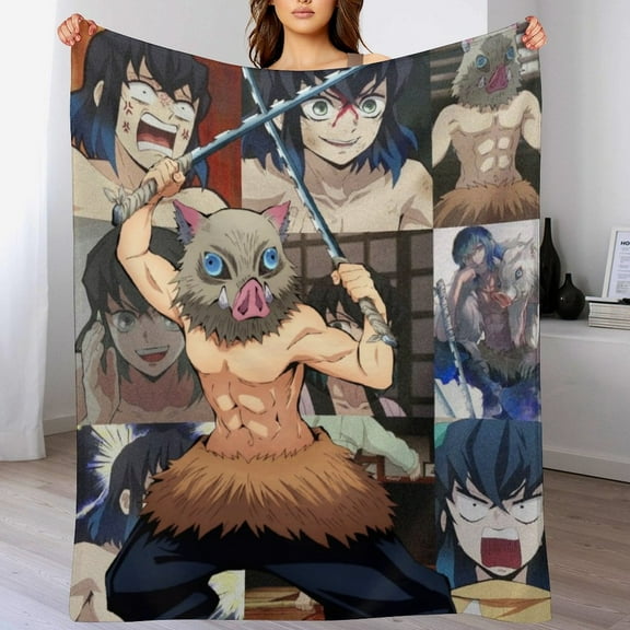 Hashibira Inosuke Blanket Cute Soft Lightweight Fuzzy Plush Throw Blankets Cozy Flannel Blankets for Sofa Couch Travel Home Bedroom Decor Gifts 30"x40"