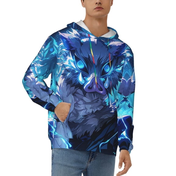 Hashibira Inosuke Men's Hoodie Graphic Printed Long Sleeve Drawstring Hooded Sweatshirt Unisex Adult Pullover Tops Outerwear