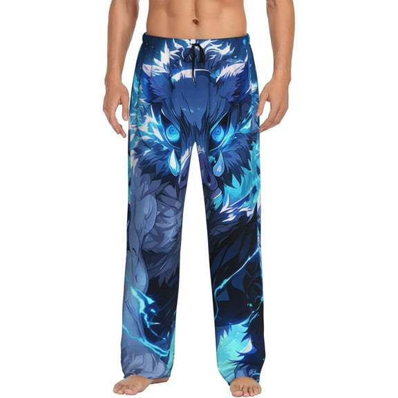 Hashibira Inosuke Men's Pajama Pants Cartoon All Over Print Elastic Waistband Sleep Pants with Pockets Drawstring, Soft Unisex Lounge Bottoms Sleepwear