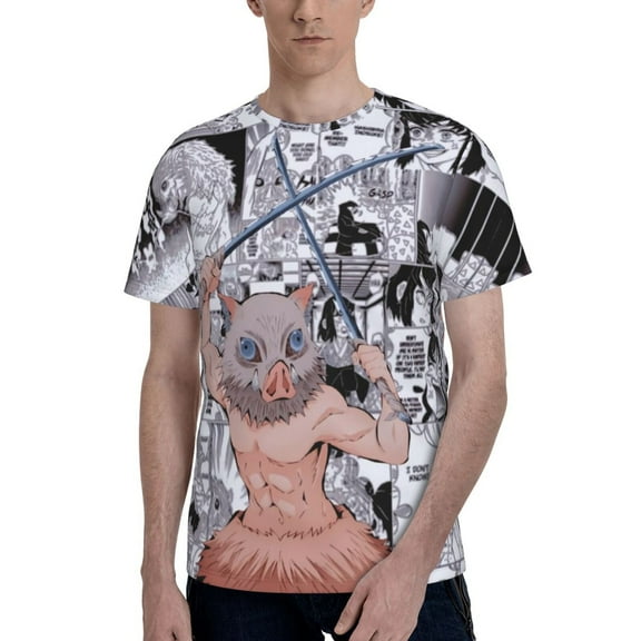 Hashibira Inosuke Men's T-Shirt Graphic Print Crew Neck Unisex Short Sleeve Hip Hop Adults Tees Top Streetwear