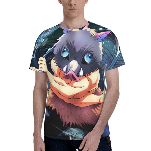 Hashibira Inosuke Men's T-Shirt Graphic Print Crew Neck Unisex Short Sleeve Hip Hop Adults Tees Top Streetwear
