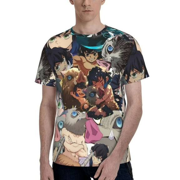 Hashibira Inosuke Men's T-Shirt Graphic Print Crew Neck Unisex Short Sleeve Hip Hop Adults Tees Top Streetwear