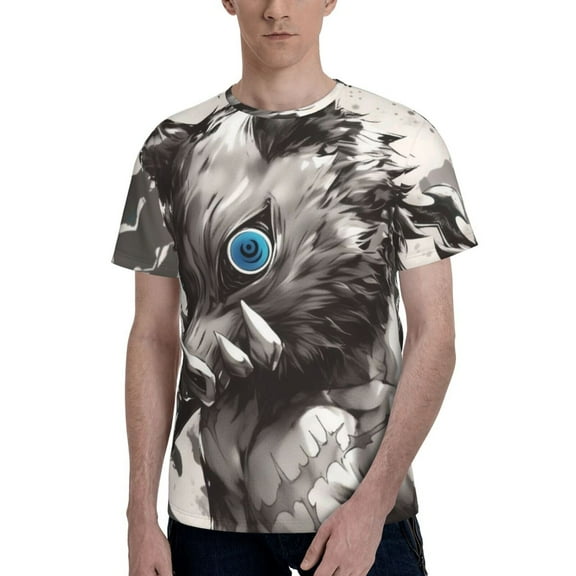 Hashibira Inosuke Men's T-Shirt Graphic Print Crew Neck Unisex Short Sleeve Hip Hop Adults Tees Top Streetwear